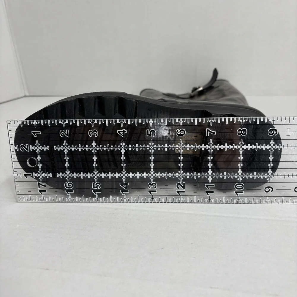 Michael Kors Tall Rain Boots Women's Size 7 Black Signature Logo Waterproof - Picture 13 of 13